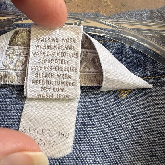 VTG Denim Dress by Lands End Pockets Pleated Short Sleeve Size 14 See Details - Picture 6 of 7